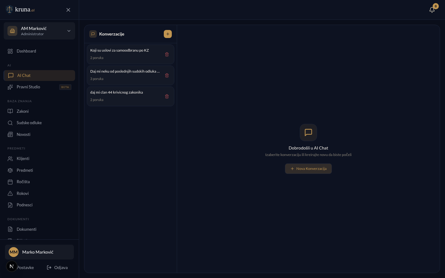 AI pravni asistent za advokate u Crnoj Gori — chat sa referencama na crnogorsko zakonodavstvo